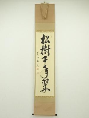 前大徳　雪尾要道筆　「松樹千年翠」一行書　肉筆紙本掛軸（共箱）